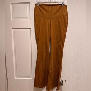 Brown Striped Activewear Flare Pants